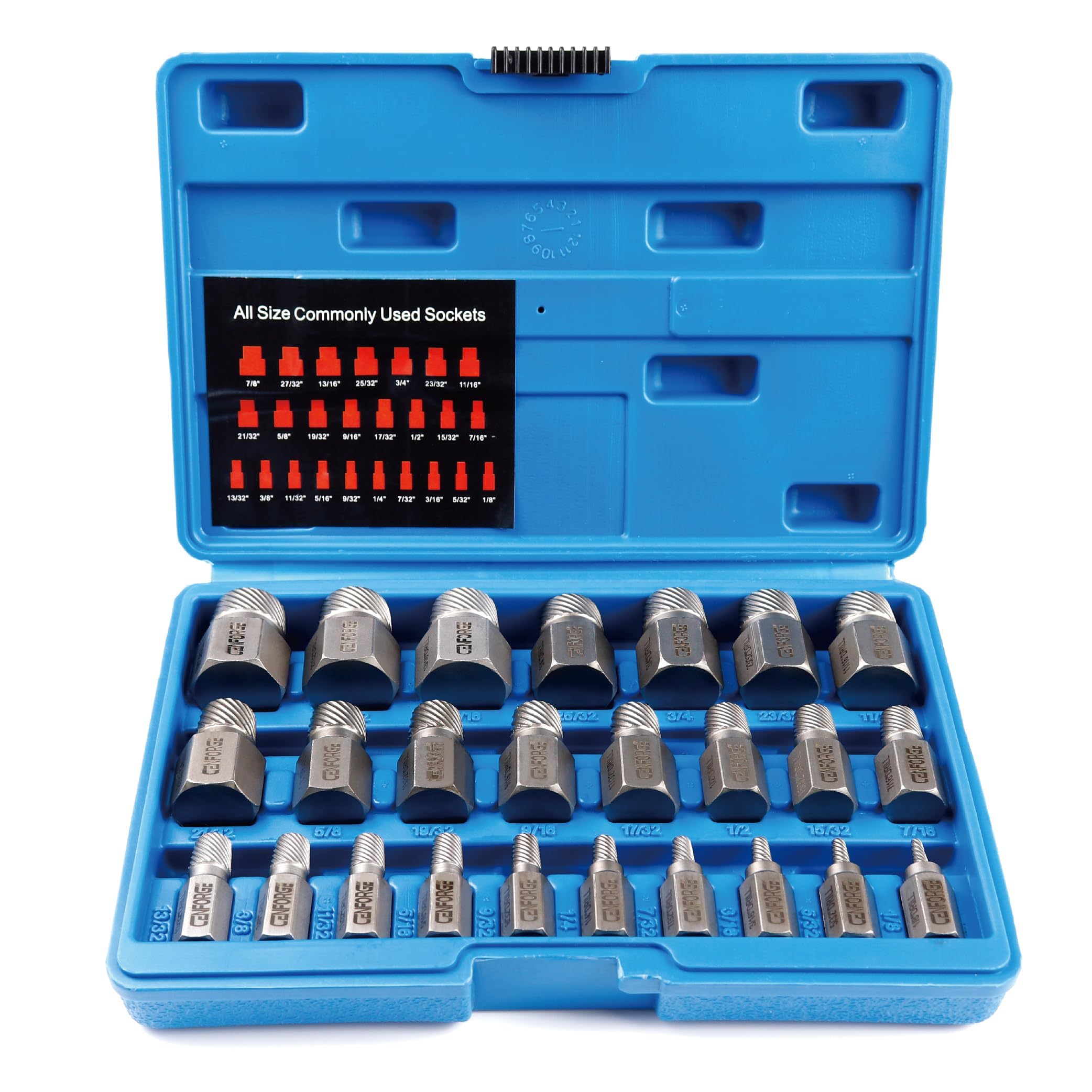 GMTOOLS 25-Piece Screw Puller Kit, Multi-Spline Hex Head, 3/8 Inch Drive Easy Removal Bolt Puller Kit for Removing Stripped, Rounded, Damaged, Broken,