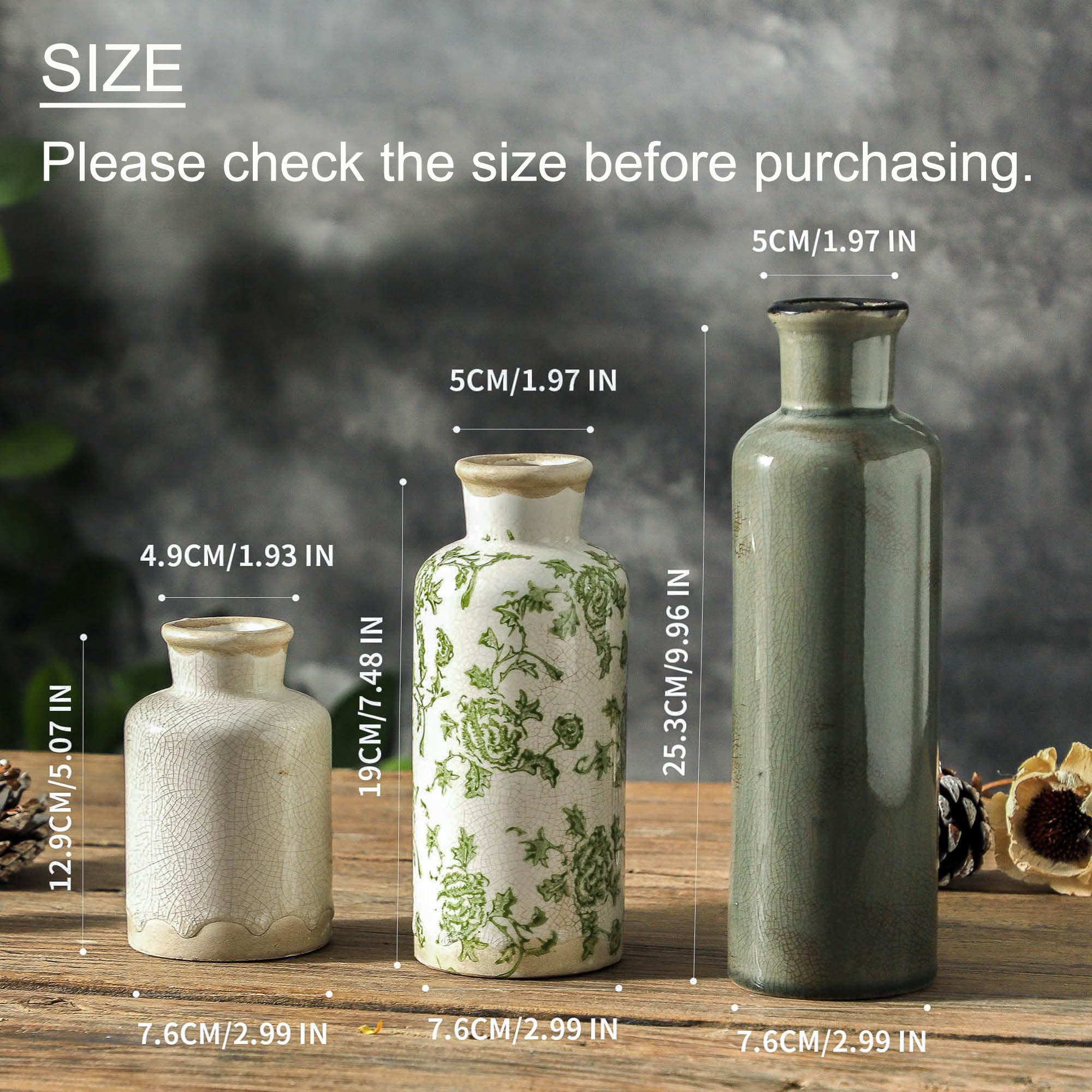 Best Vintage Vase Picks for a Styled 2026 Home 1 ooit Vintage Vase Set of 3, Ceramic Vintage Flower Vases, Chinoiserie Decorative — product photo
