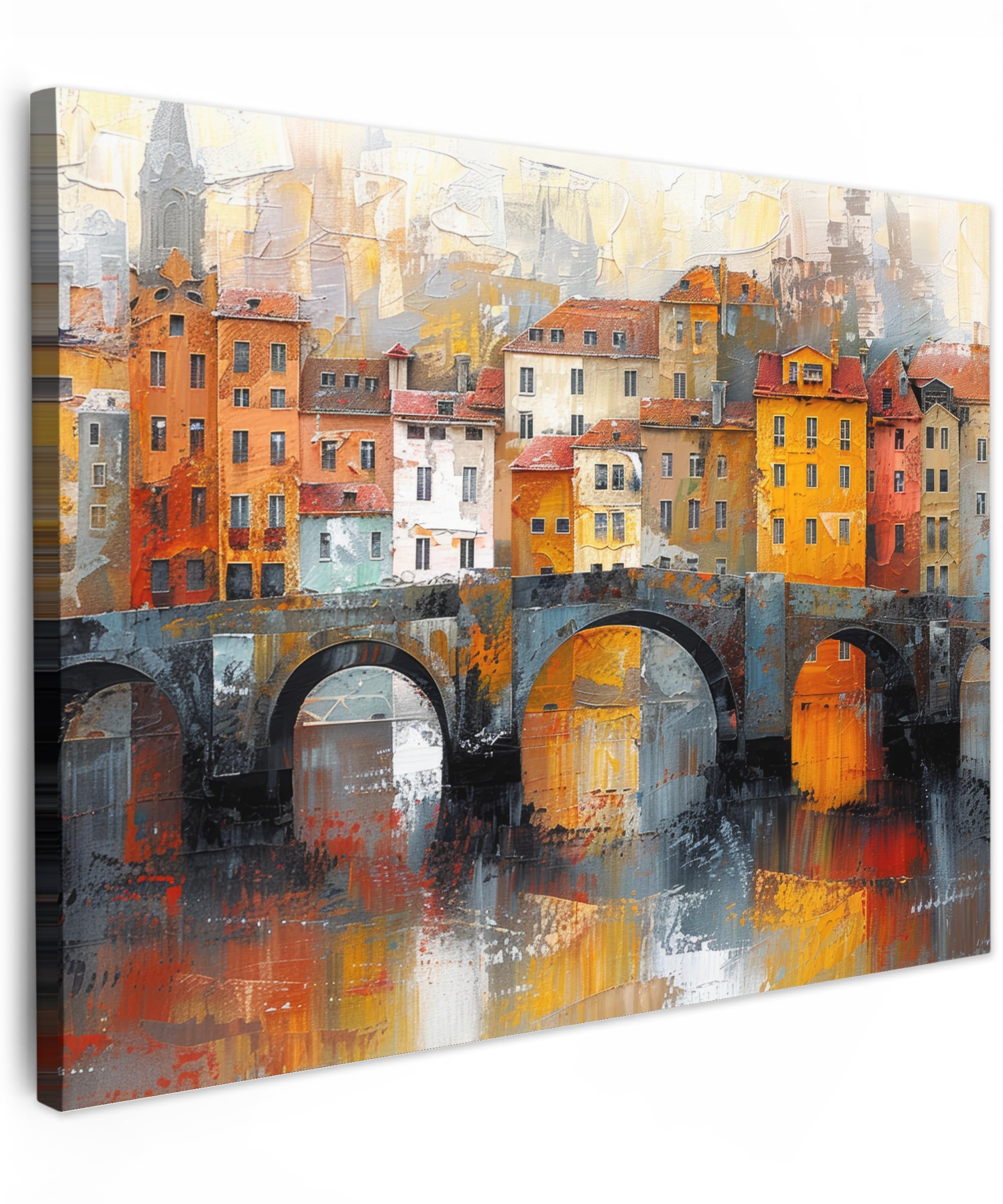 MuchoWow© Canvas Wall Art 31"x24" / 80x60 cm Decor Prints for Living Room Decorative Canvases Hall Artwork Moat - Art - Architecture - Brown