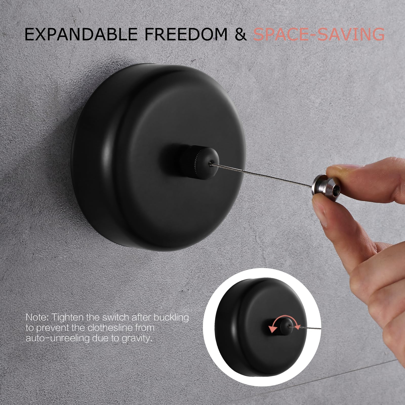 Corda Stendibiancheria Retrattile Da Parete KIYOO - 4.3m, Carico 25kg, Per Interno/Esterno - Foto 2