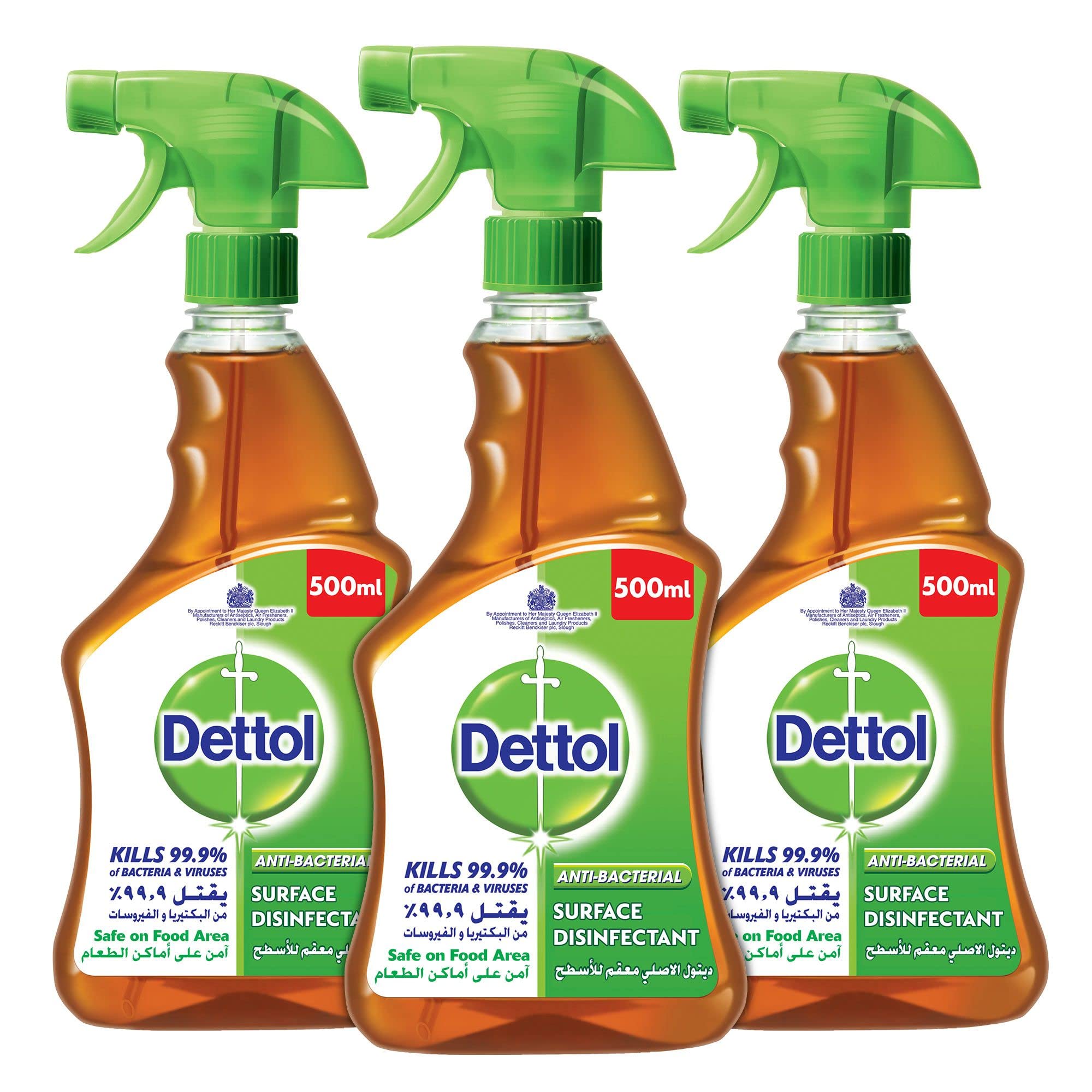 Original Anti-Bacterial Surface Disinfectant Liquid Trigger 500ml (Pack of 3)