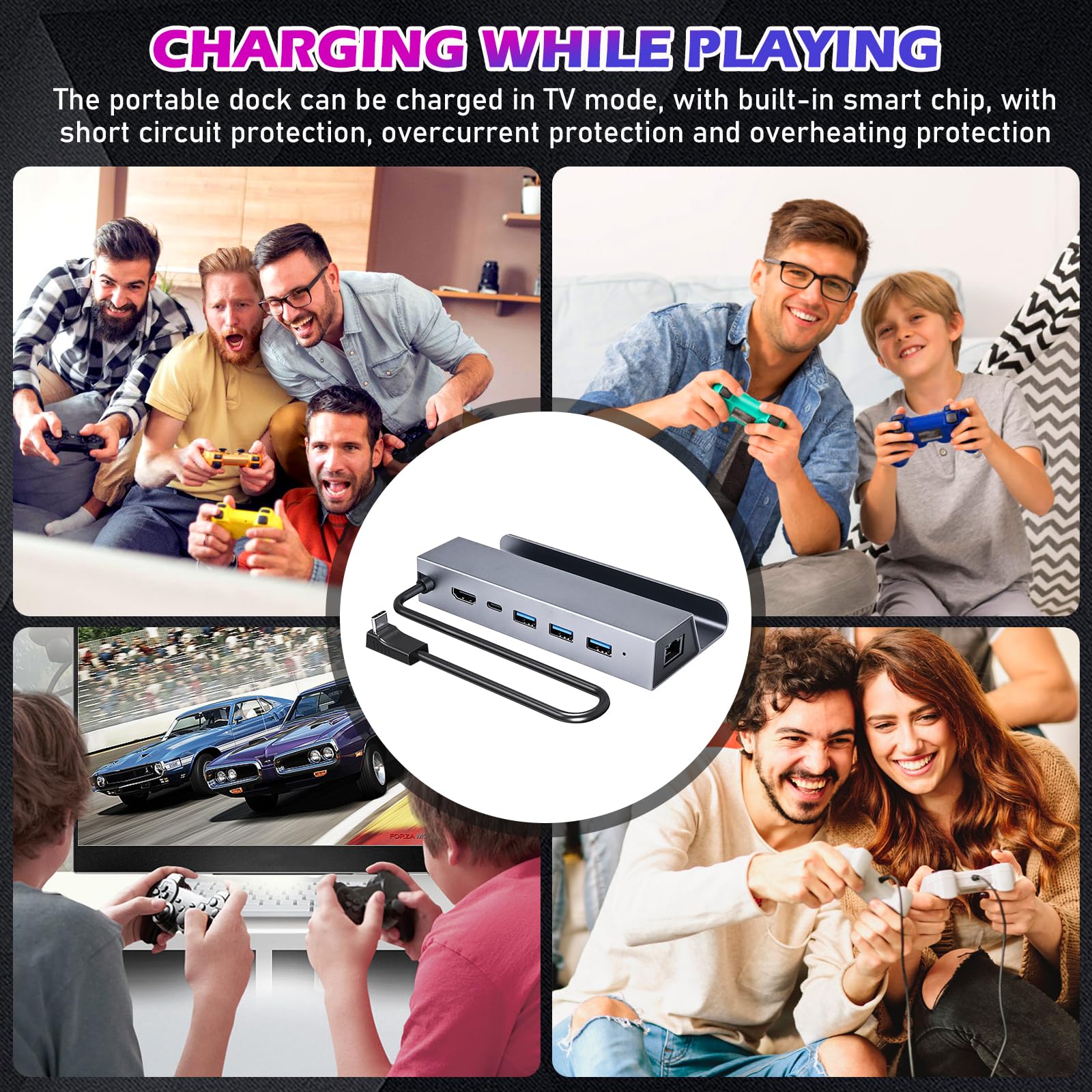 Switch Docking Station, 6 in 1 Docking Station USB C per Switch, Dock per Switch con HDMI 4K@60Hz, USB 3.0, Carica Rapida PD 100W, RJ45 100M