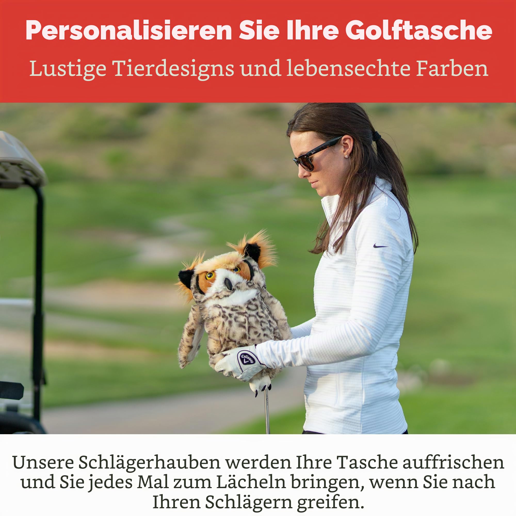 Daphne's Golfschlägerhaube, Eulen-Design, Braun