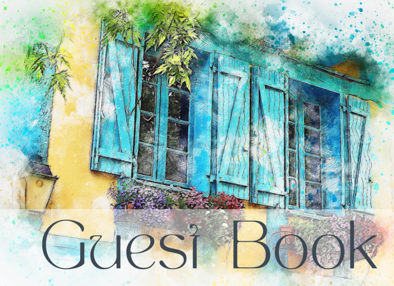 Watercolor Guest Book for Vacation Rentals AirBnB Country Cottages&Cabins Guest Houses 100pages Book 10