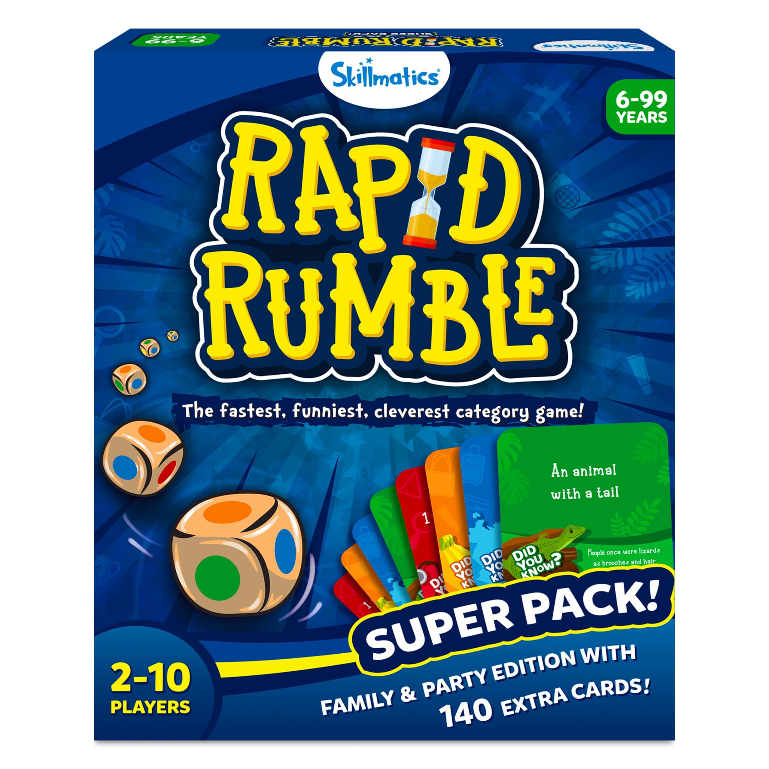 Board Game - Rapid Rumble Super Pack Family & Party Edition with 140 Extra Cards, Educational Toys, Gifts for Kids, Teens & Adults