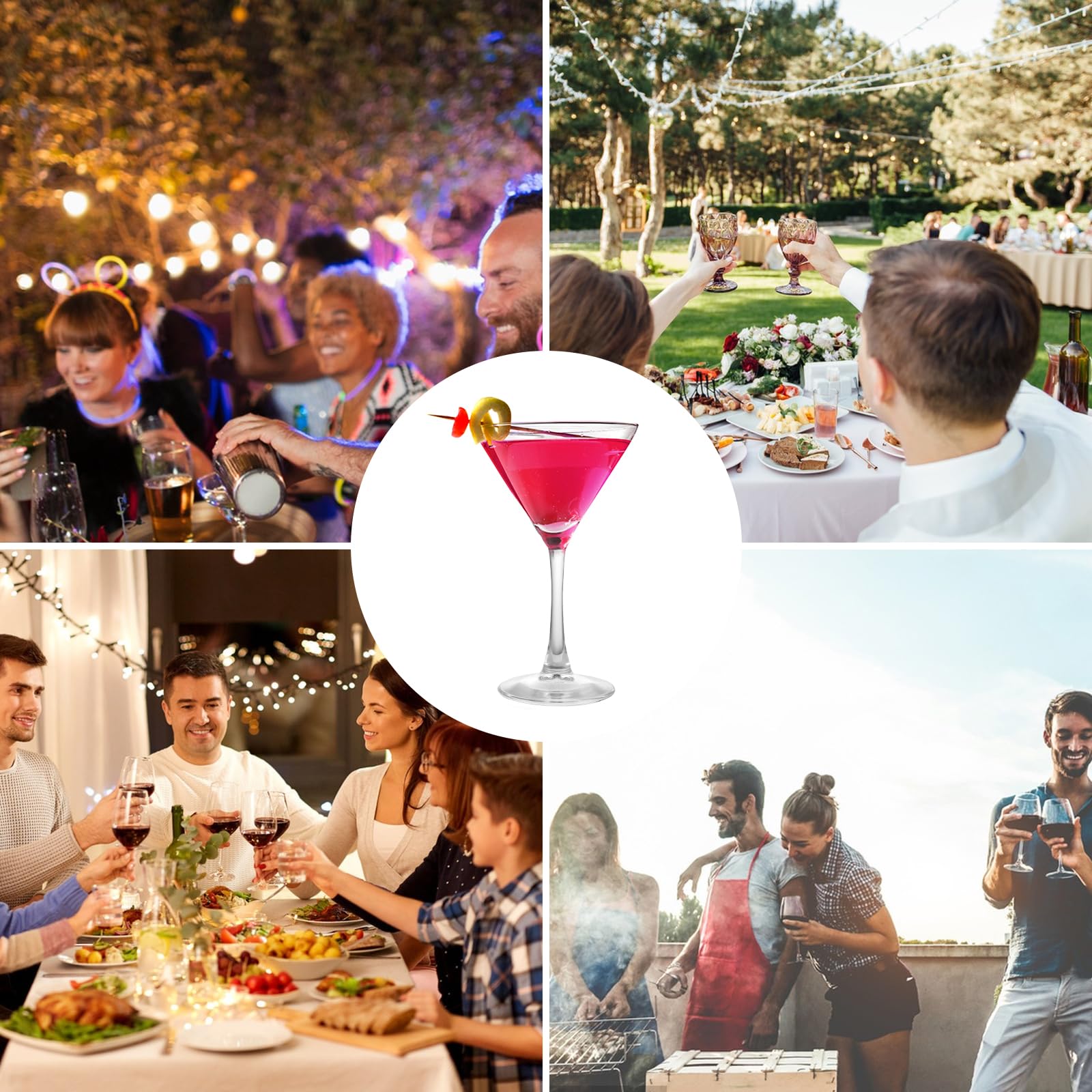 CYEER Lot de 6 Verres à Martini 190ml, Verres à Cocktail Élégants en Cristal Sans Plomb, Forme en V Classique pour Espresso Martini, Cosmopolitan et Manhattan, Résistants au Lave-Vaisselle