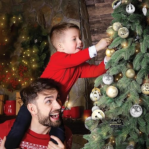 Miniatura 4 de MuRealy 65 adornos dorados para árbol de Navidad, adornos de árbol de Navidad inastillables, decoraciones para el hogar, decoración de boda de