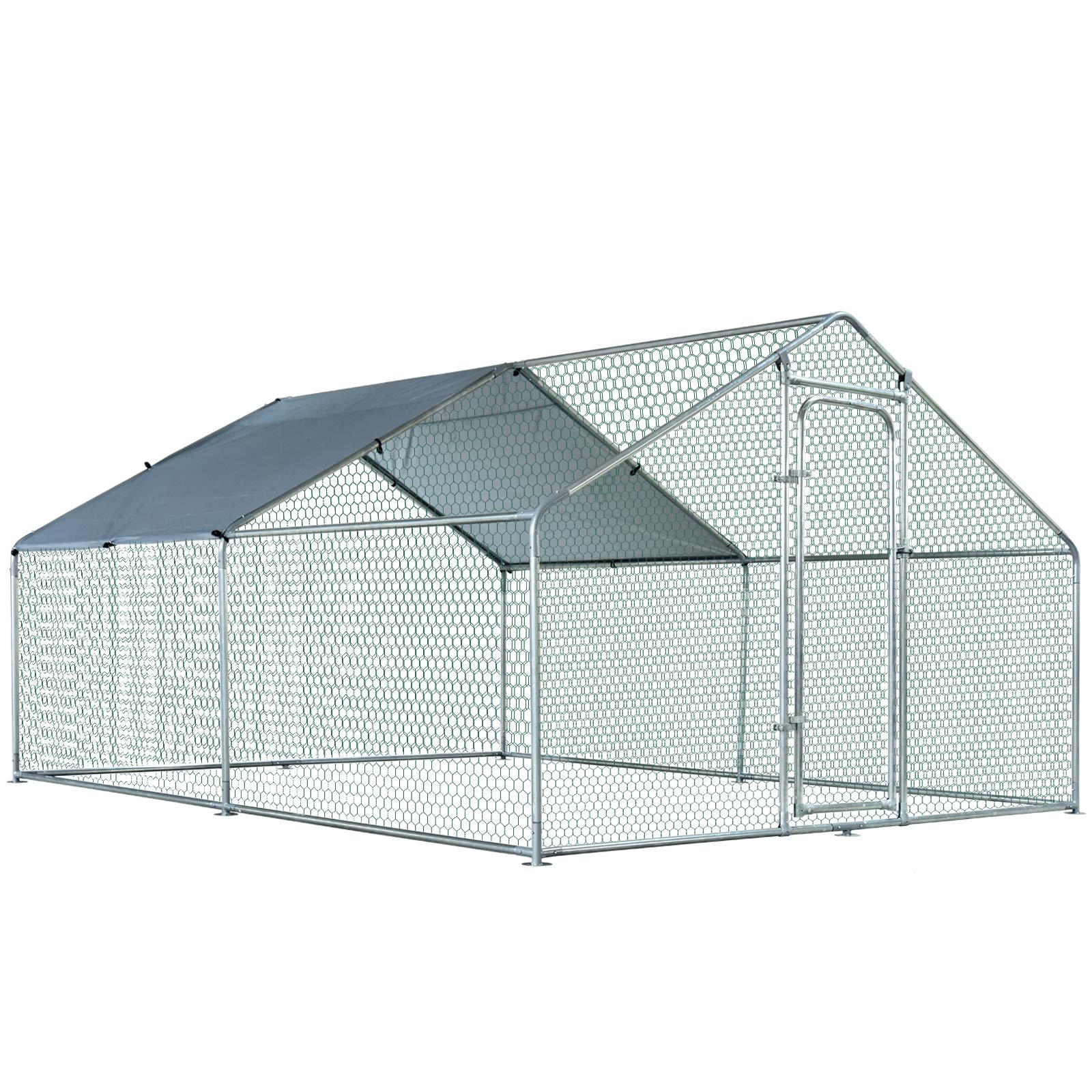 Buy PawHut Galvanized Large Metal Chicken Coop Cage Walkin Enclosure