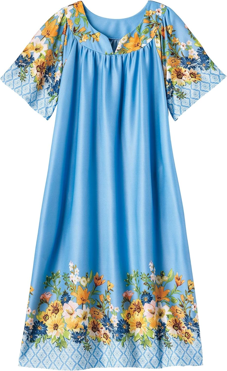AmeriMark Casual Women's Patio Muumuu House Dress Loose Comfortable Short  Sleeve Sun Dress Lounger Gown Sleepwear for Ladies