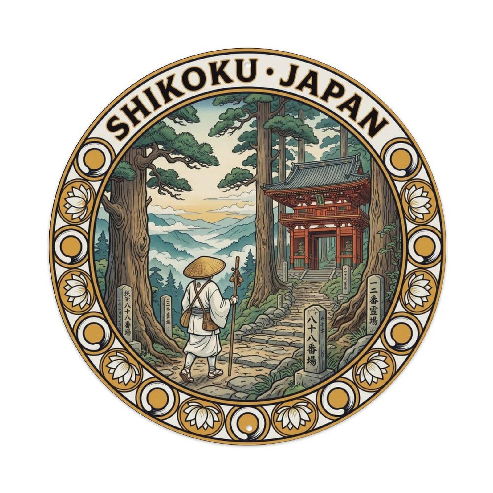 Olhnbad Style Shikoku Henro Pilgrimage 88 Landmark Travel Japan Metal Tin Sign