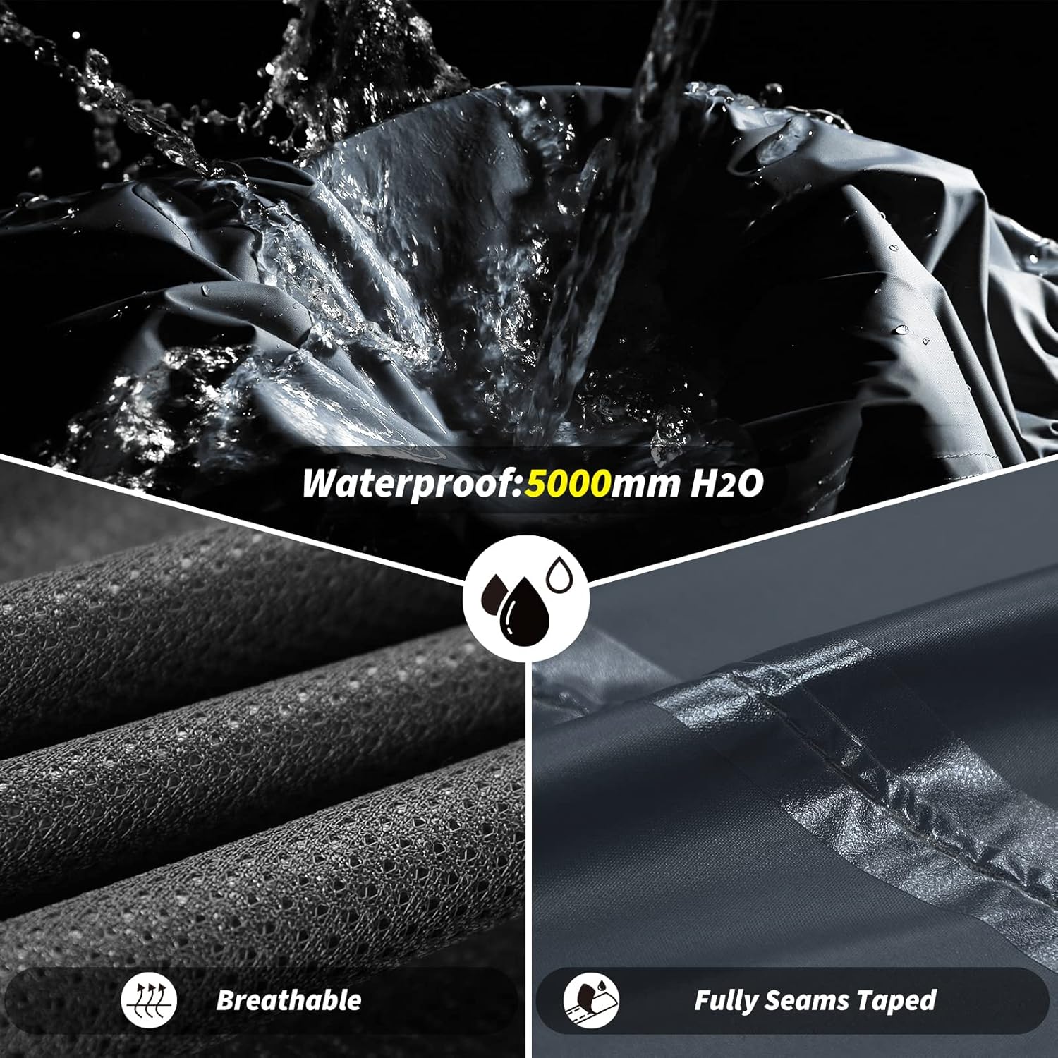 Outdoor Ventures Men's Rain Pants Waterproof Rain Overall Pants Windproof Packable Rain Outdoor Pants for Hiking Fishig Golf - Image 2