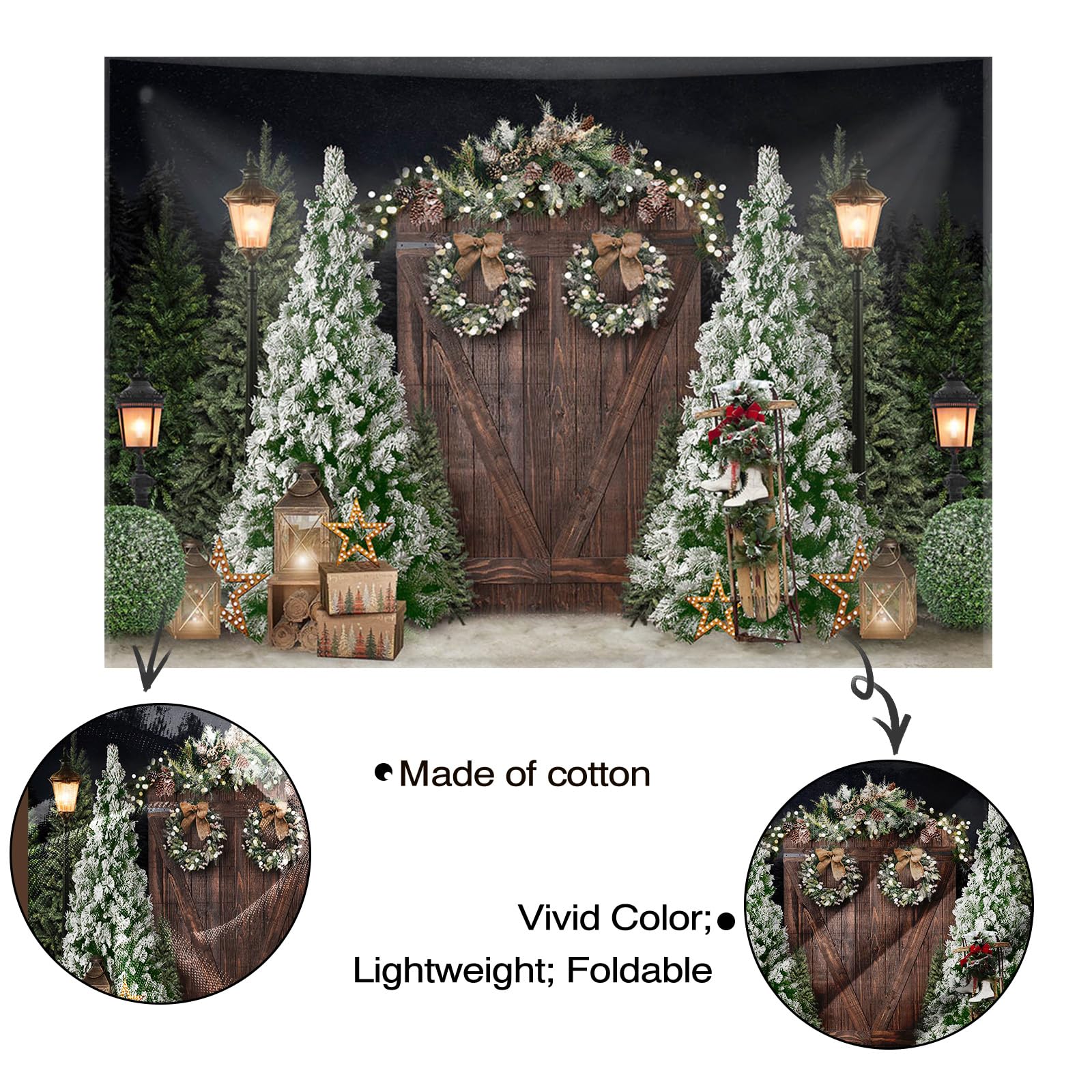 Humkat 7x5ft Christmas Backdrop For Photography Wooden Winter Snowman Background