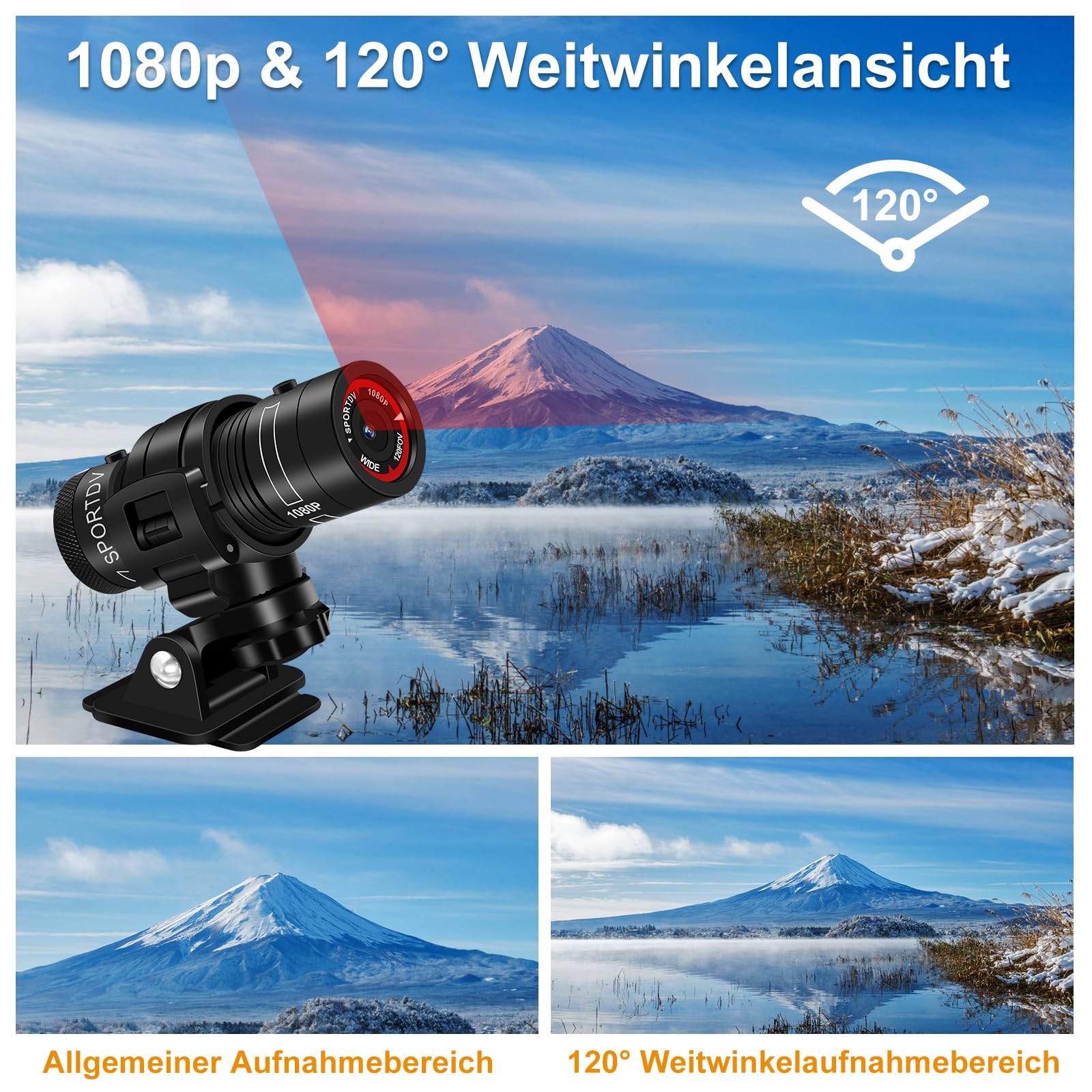 Nisanmoon mini Caméra Moto dashcam Vélo HD 1080P