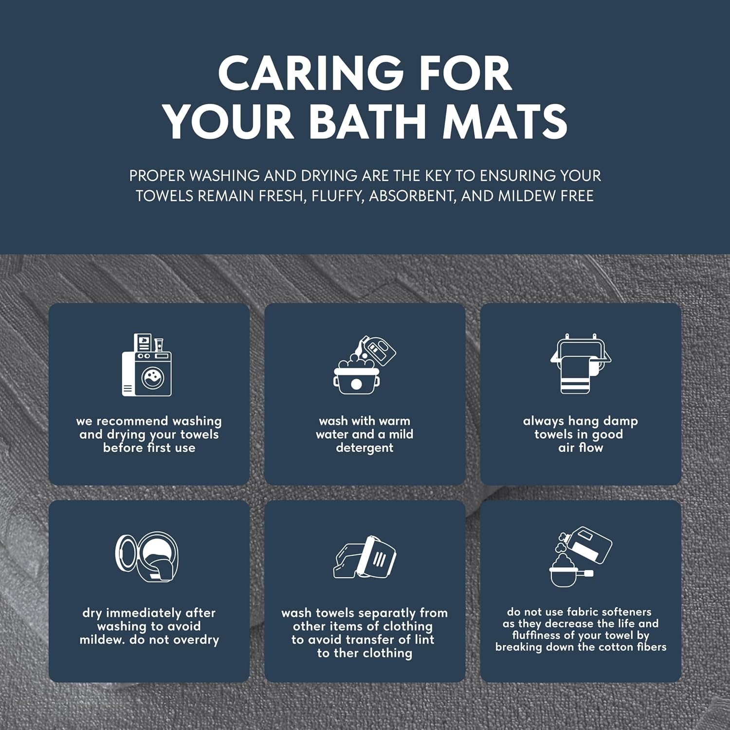 White Classic Luxury Bath Mat Floor Towel Set - Absorbent Cotton Hotel Spa Shower/Bathtub Mats [Not a Bathroom Rug] 22"x34" | 2 Pack | Dark Gray
