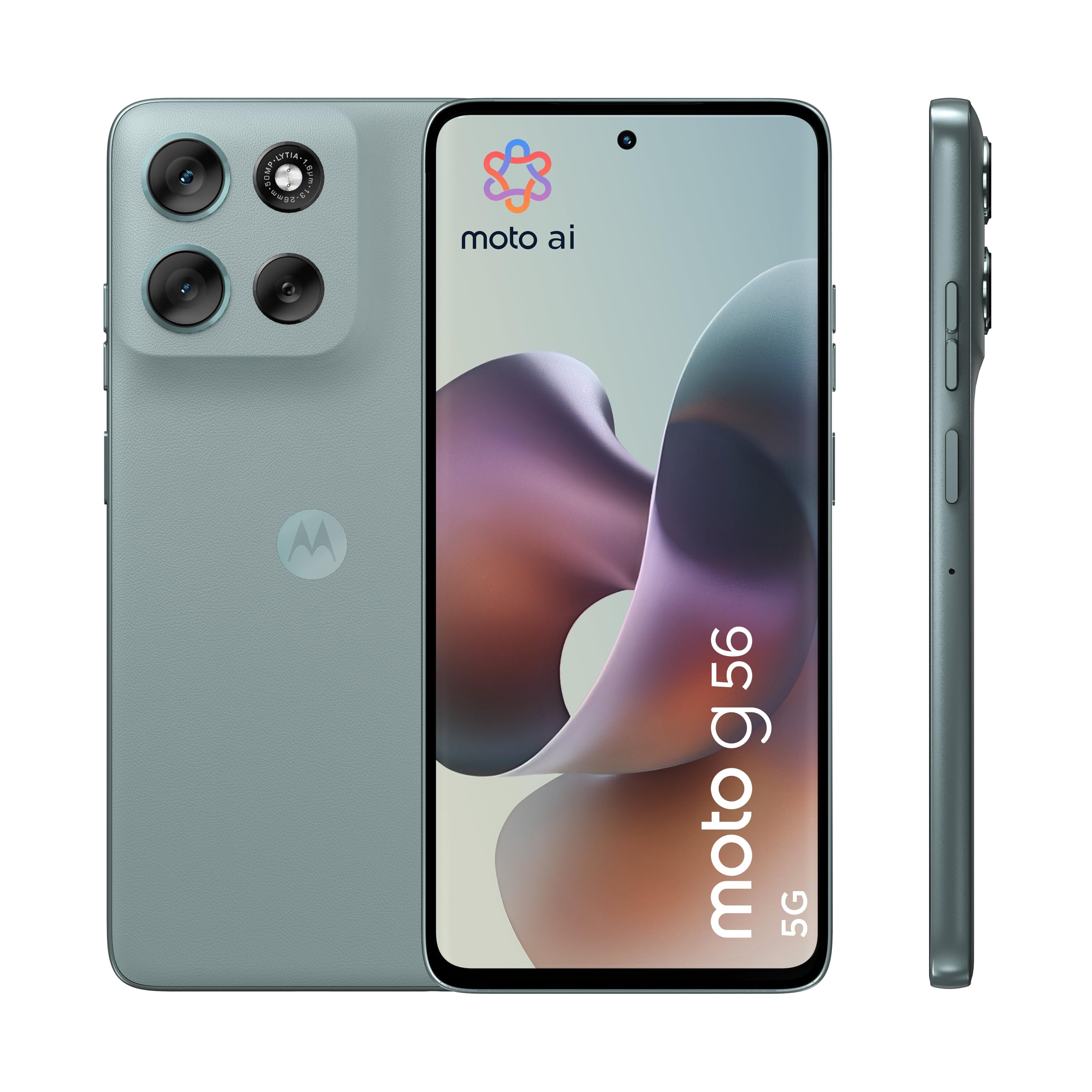 Motorola moto g56 5G con 3 anni di garanzia (8/512GB, Fotocamera 50MP+8MP+flicker cam, Display 6.72" FHD+ 120Hz, 5100mAh, MediaTek Dimensity 7060, Android 15), PANTONE Gray Mist