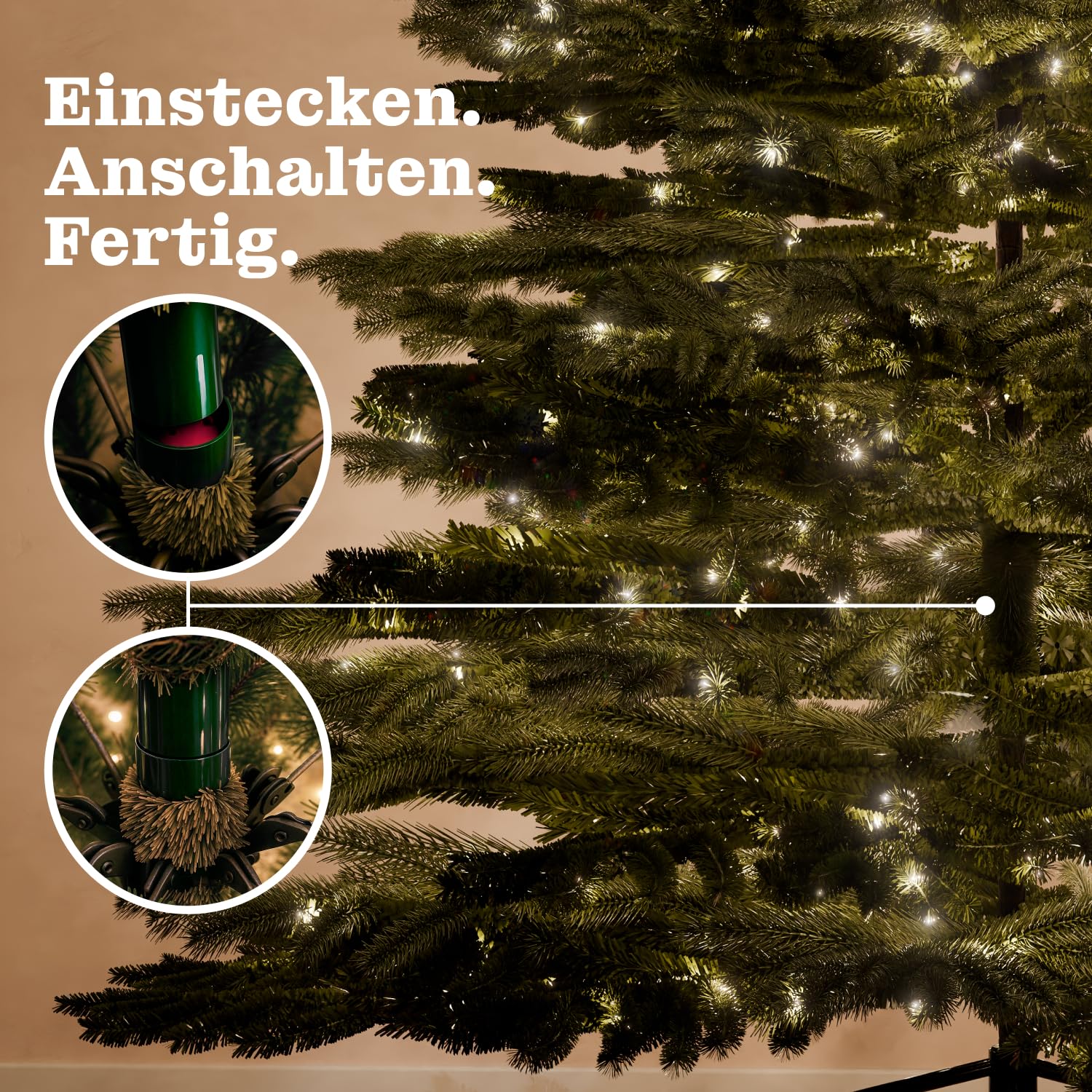Künstlicher Weihnachtsbaum mit Beleuchtung | 180 cm | 400 LED | Weihnachtsbaum künstlich wie echt | LED Weihnachtsbaum inkl. Metallständer und Aufbewahrungskarton | Tannenbaum künstlich wie echt