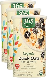 365 by Whole Foods Market, Organic Rolled Quick Oats, 18 Ounce (Pack of 3)