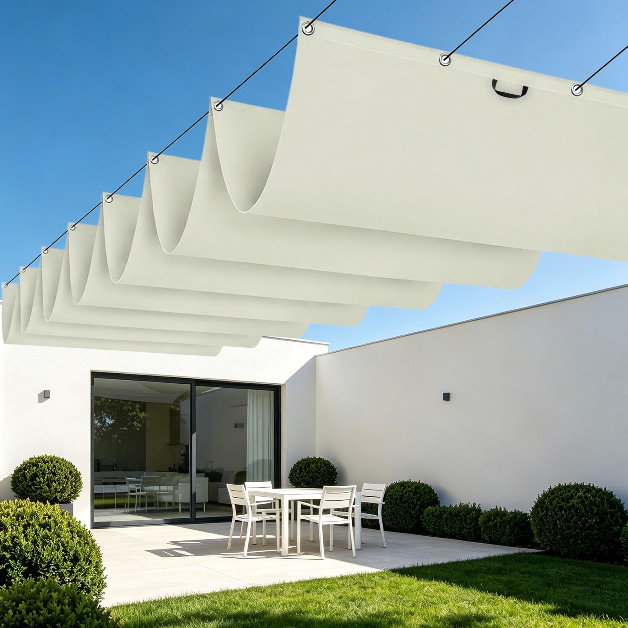 Voiles d'ombrage extérieur grand format imperméable blanc