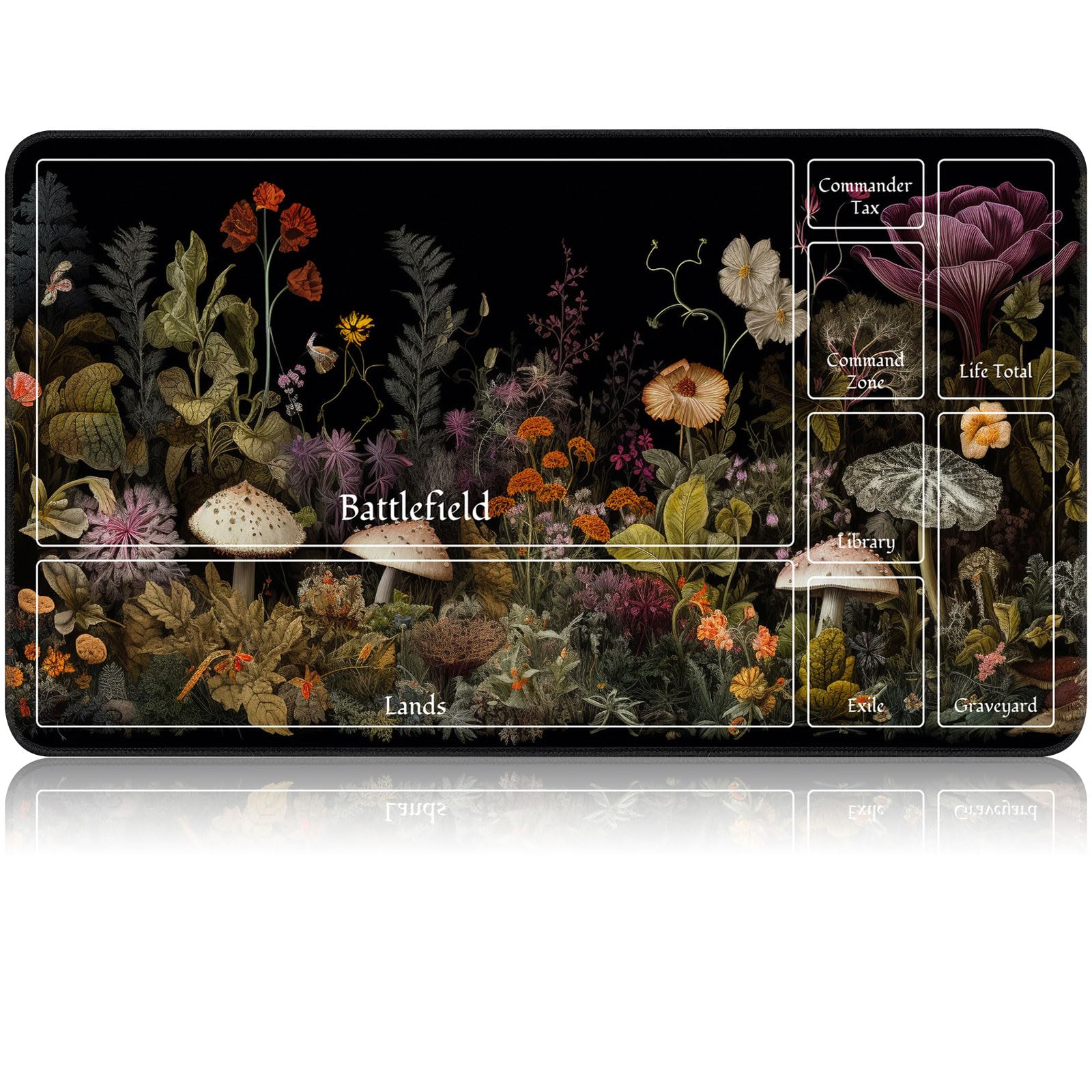 for MTG Game Playmat, for Magic TCG Rubber Play mat,Tabletop Card Playmats with Smooth Surface,Trading Card Inked Game Mat with New Zones,Battle Game,Wildflower Mushroom — image 1
