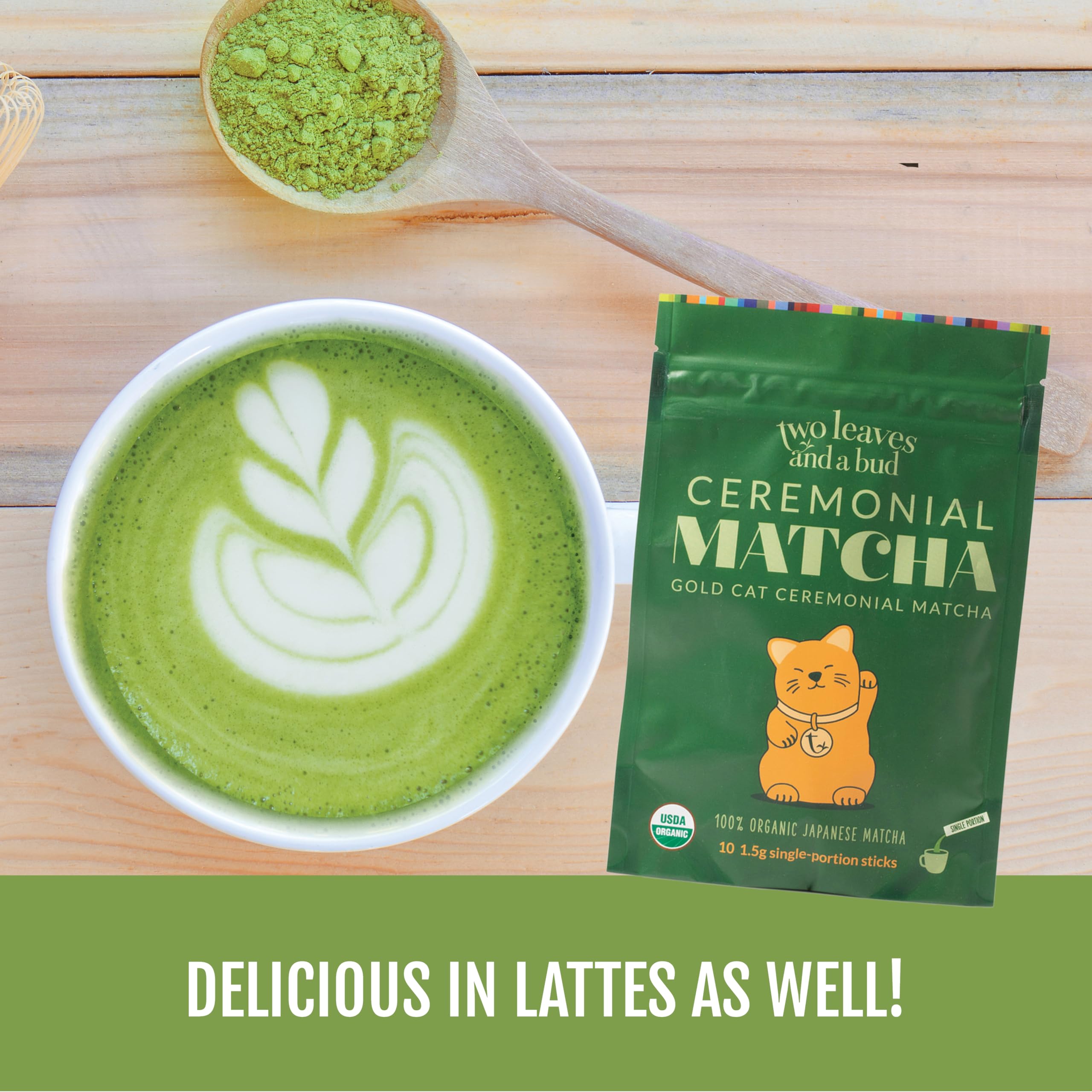Two Leaves and a Bud Organic Ceremonial Matcha Green Tea 100 Japanese Matcha powder 1 5g Pre-Portioned Single-Serve — view 7