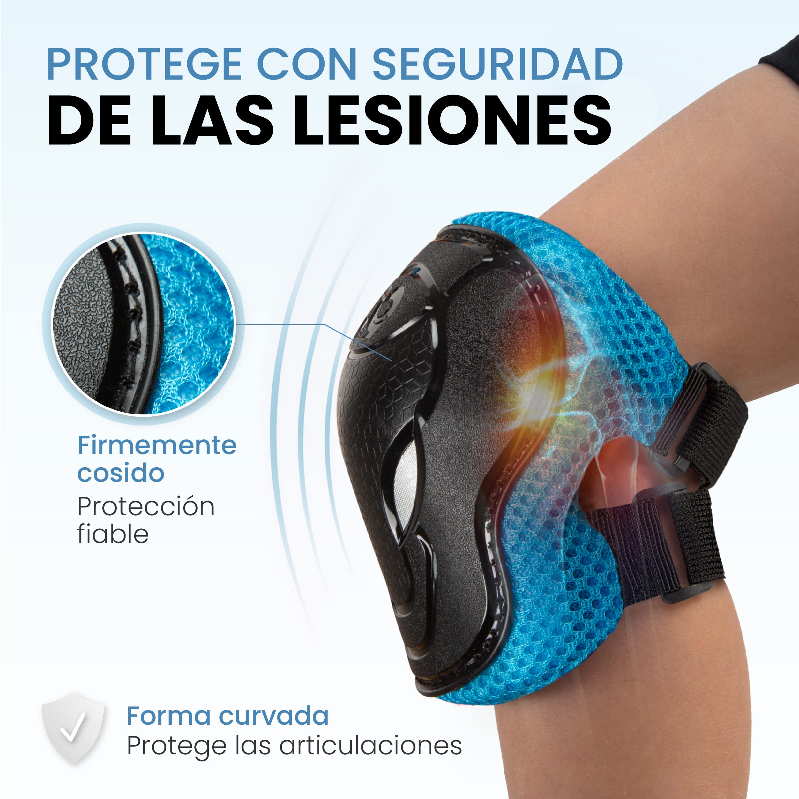 99FLIPS Protecciones Patines Niña e Niño Set [6 Piezas] para Patines en Línea y Monopatín - Coderas, Muñequeras y Rodilleras, Protectores para Niña Skate - 4