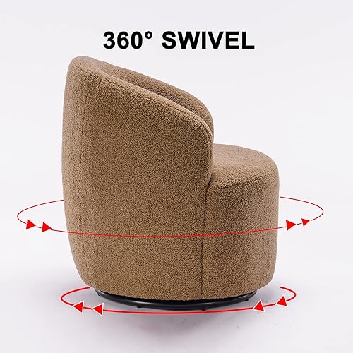 Miniatura 94 de HomVent Silla giratoria con tapizado de peluche, silla redonda con base de metal, sillón giratorio de 360 grados, sillón tapizado para ocio, sala de