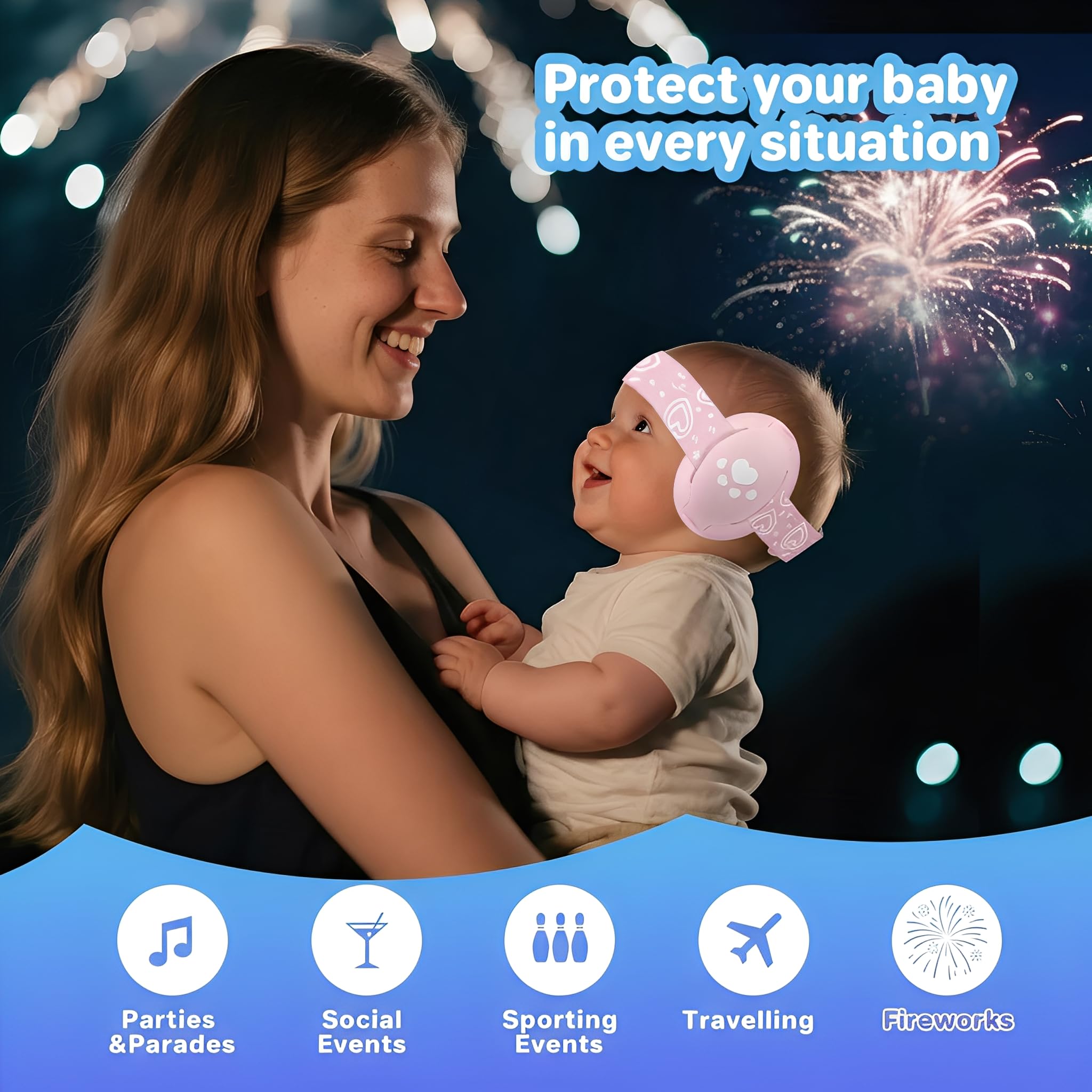 Paraorecchie 2-1 per neonati e bambini fino a 48 mesi, paraorecchie con riduzione del rumore, comode cuffie per neonati per migliorare il sonno, essenziali da viaggio per bambini per aereo/sonno