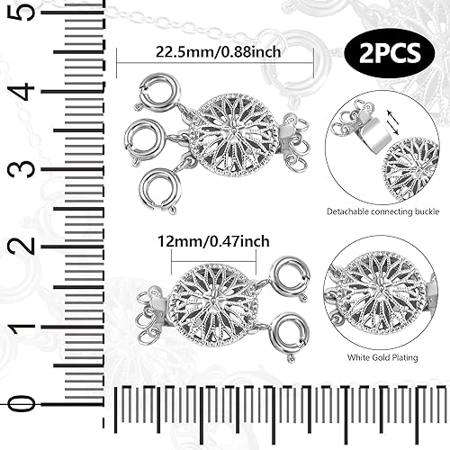 Miniatura 2 de ASH'S CHOICE Juego de 2 cierres para collares, oro y plata de 14 quilates, sin enredos, conector separador de collares, cierres para hacer pulseras