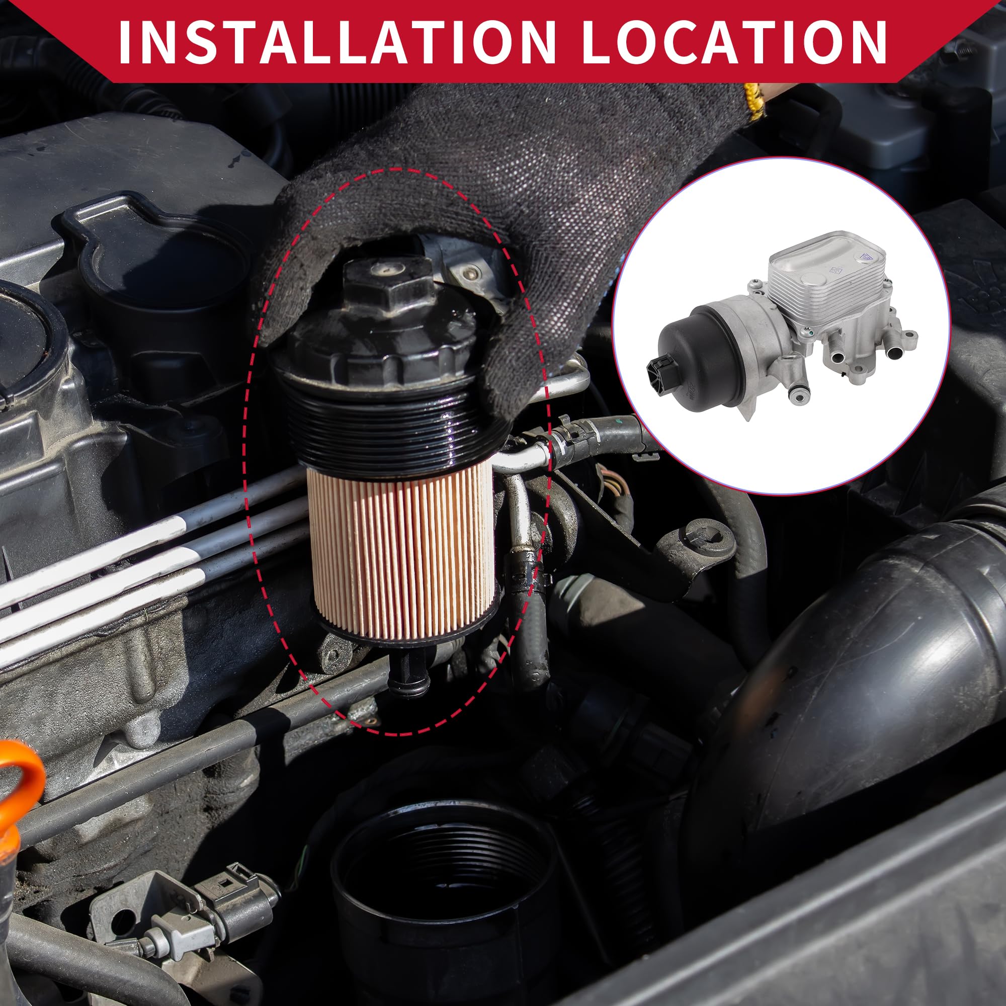 Base De Filtro De Aceite Del Motor No.11427552687 Con Juntas Tóricas Y Empaques Para Mini Cooper/Enfriador De Aceite Delantero/Actualizado En Aleación De Aluminio 1 Unidad