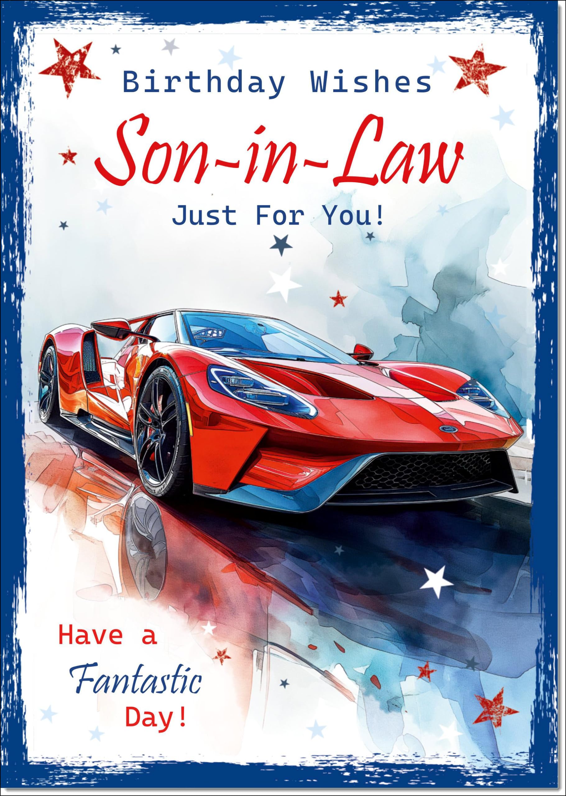 doodlecards Son-in-Law Birthday Card Ford GT40 Supercar Large A4 Size with Plain Envelope