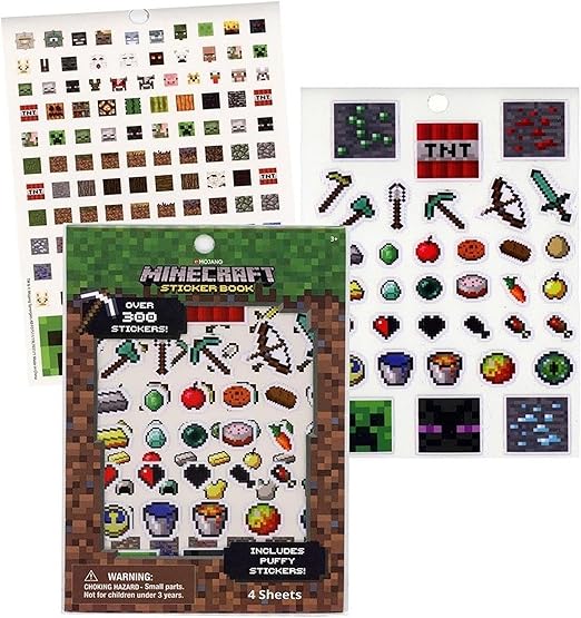 TUGOKU Kids CameraMinecraft Sticker Book, Includes Puffy Stickers, Over 300 Stickers