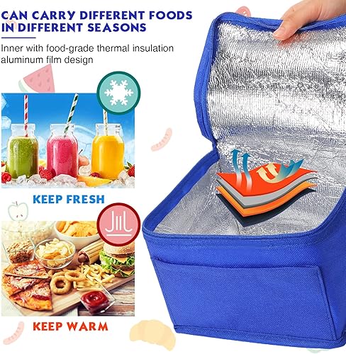 Vista 6 de Nuogo Paquete de 15 loncheras aisladas a granel, cajas enfriadoras reutilizables, juego de loncheras a prueba de fugas, enfriadores térmicos Azul