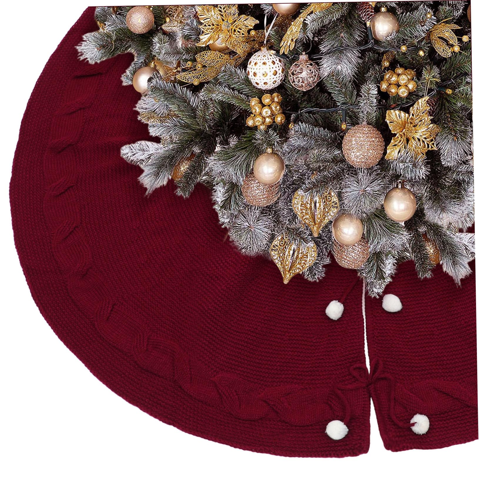 Abaodam Schürze zum Abdecken 120cm Weihnachtsbaum aus Vliesstoff in Rot mit Kreativer Funktion für Festliche in Hotels und Zählern