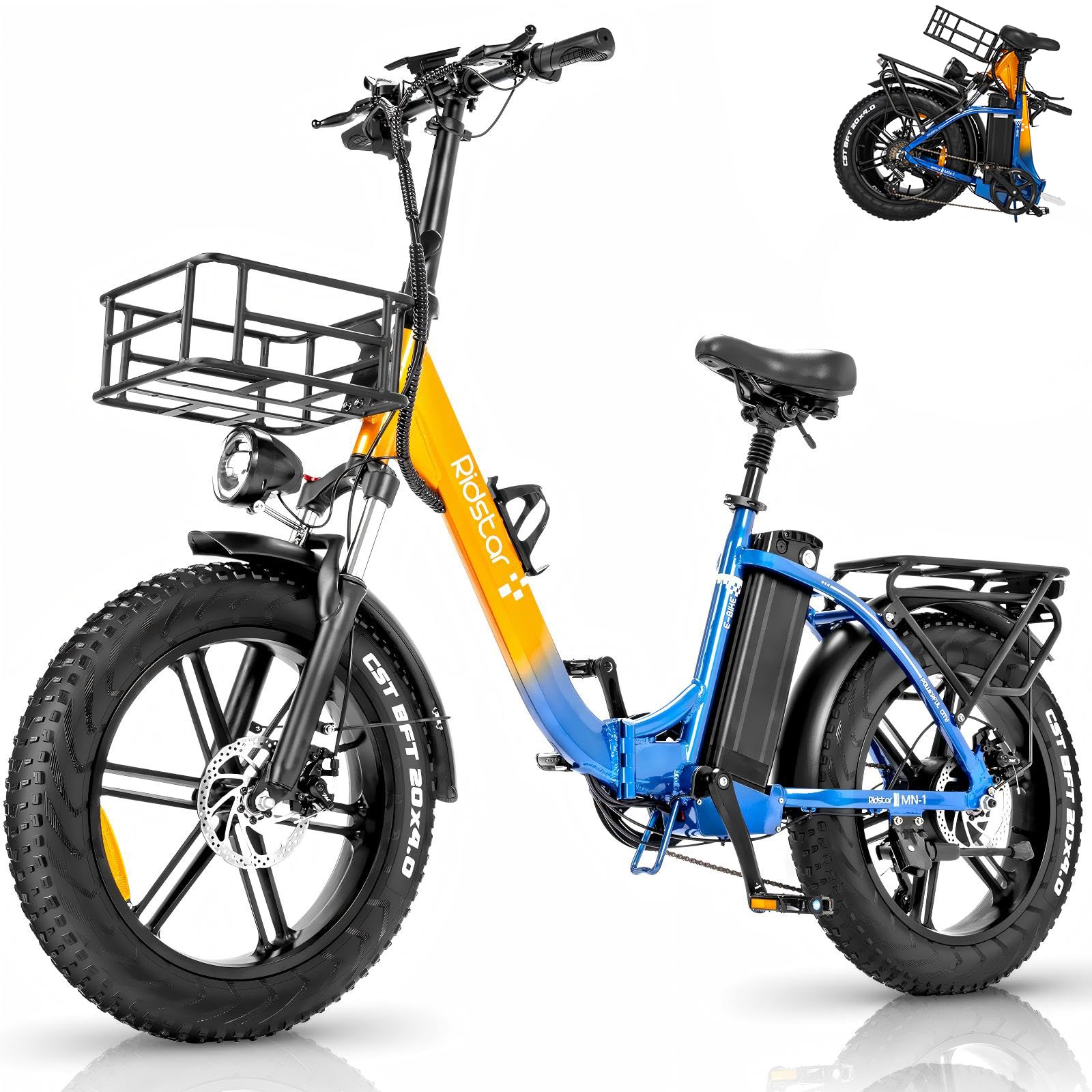 YVY MN20 Vélo Électrique Pliable, Autonomie 120km, Batterie Amovible 48V 15Ah, Moteur 80Nm, Fat Bike Électrique, 20" VTT Électrique 7 Vitesses, E-Bike Double Suspension, Double Disque, Écran LCD