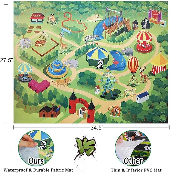 Safari Animals Figures with Activity Play Mat & Storage Box, Realistic Plastic Jumbo Playset, Jungle Wild Zoo Animals Toys for Kids Toddler 3-5, 22Pcs Birthday Gifts Christmas Stocking Stuffers