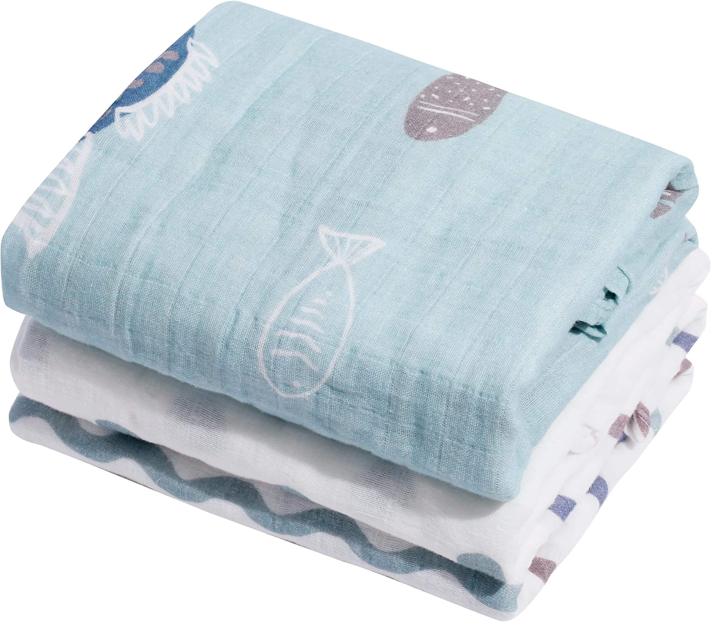 Ouch Baby Muslin Quilt Blanket 4 Layer Swaddle Blanket for Newborn/Infant/Toddler