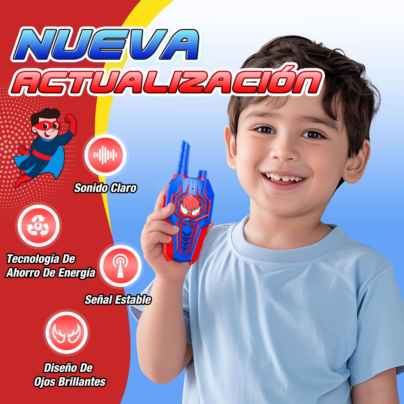 Toyokid Walkie Talkie Niños, Juguetes Niños 3 4 5 6 7 8 9 10 Años Walkie Talkie Regalo Niño 3 4 5 6 7 8 9 10 Años Juegos Exterior Niños Regalos Cumpleaños Niños Juguetes para Niños de 3-10 Años — view 4
