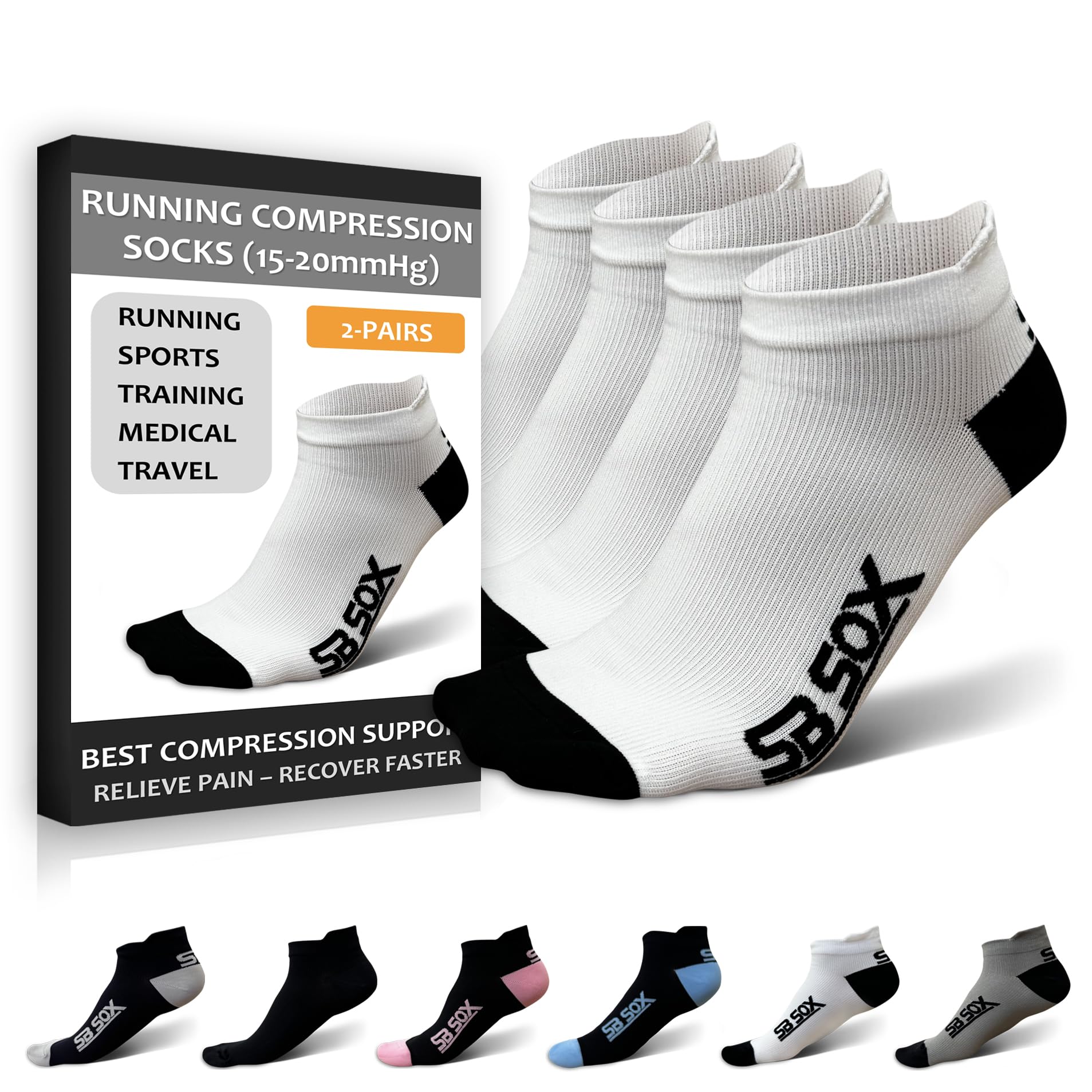 SB SOX 2-Pair Running Socks for Men and Women – Low Cut/Ankle Athletic Socks for All-Day Wear