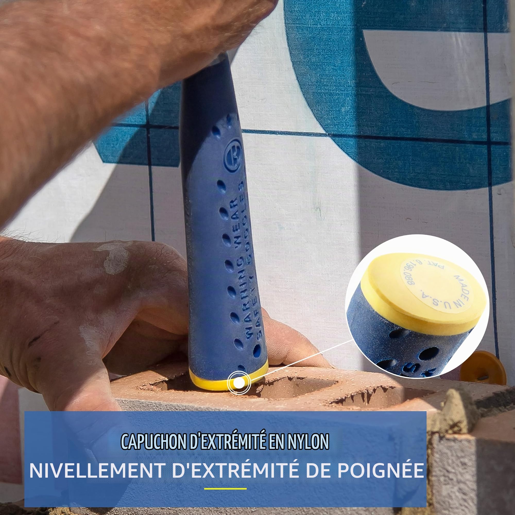 ESTWING, marteau de maçon, outil de maçonnerie de 473,6 g avec construction en acier forgé et poignée de réduction des chocs, E3-16BLC