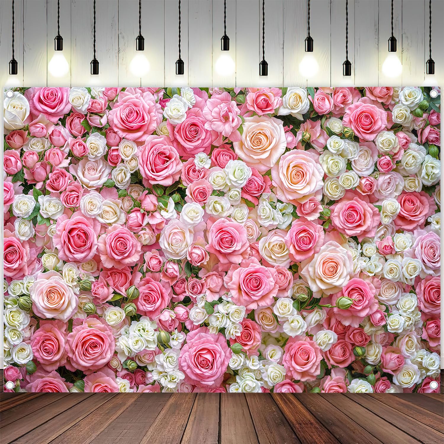 Pink Roses Backdrop Rose Background for Photography Valentines Day Backdrop Wedding Photo Booth Girls Birthday Bridal Shower Party Banner Lovers