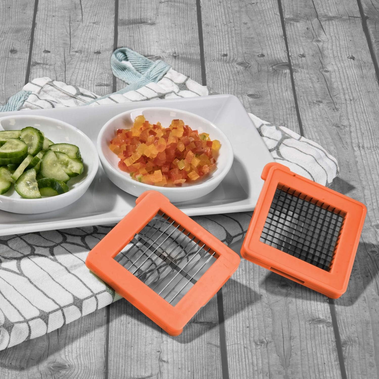 Genius Nicer Dicer Spicy | 4 Pieces | Vegetable Cutter | All-Slicer | Onion Cutter Colour Orange, A34156