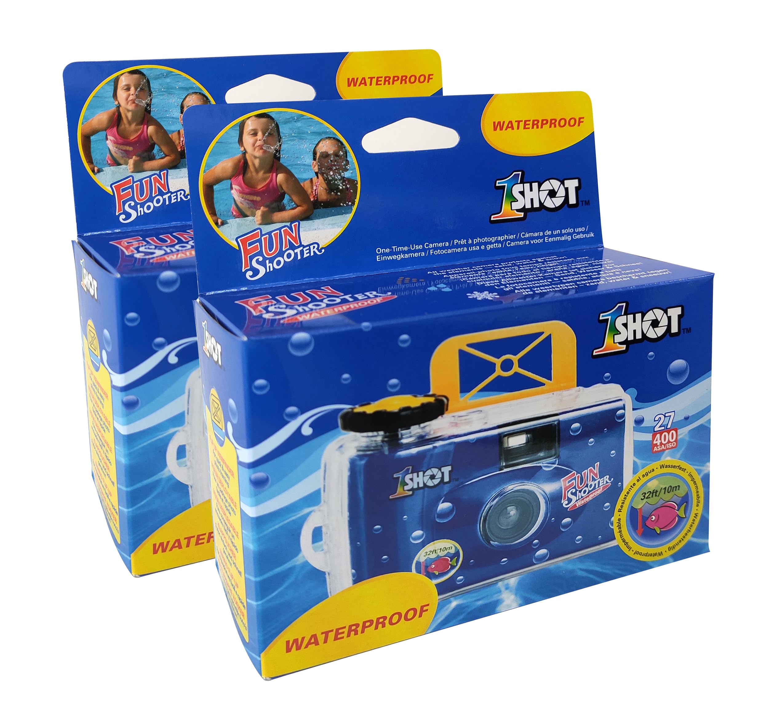 - 1 Shot Waterproof Disposable Camera - 35mm Underwater - 27 Exposures - ASA/ISO400 Color Film - Single-Use for Vacation, Snorkeling, Watersports - 2-Pack
