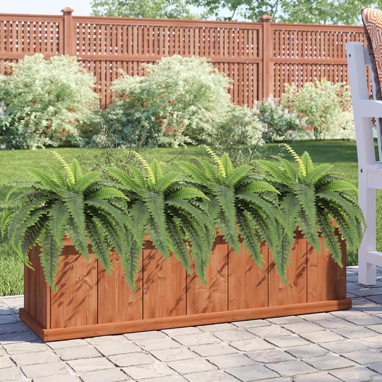 Artificial Boston Fern Greenery Bush for Indoors Outdoor, 4pcs Large Fake Silk Faux Ferns Flowers Shrub with 30 Spread for Hanging Plant Home Garden Windowsill Porch Home Decoration