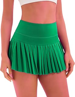 Yknktstc Women Pleated Tennis Skirt with Shorts High Waist Golf Skort Athletic Mini Skirt with Pockets