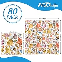 Vista 2 de AnyDesign 80 servilletas de papel de concha de mar, diseño de concha de océano tropical, playa, servilletas de almuerzo náuticos de verano, postres