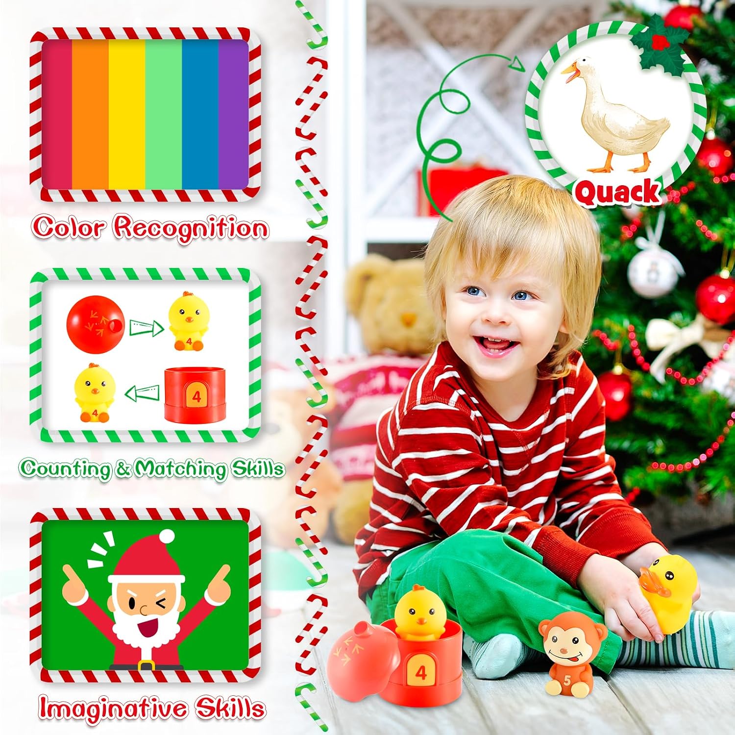Christmas Advent Calendars with Farm Animal Toys for Kids, 24 Days Countdown Calendars Finger Puppets Preschool Learning Educational Toys Xmas Gifts for Boys Girls Montessori Toy image 3
