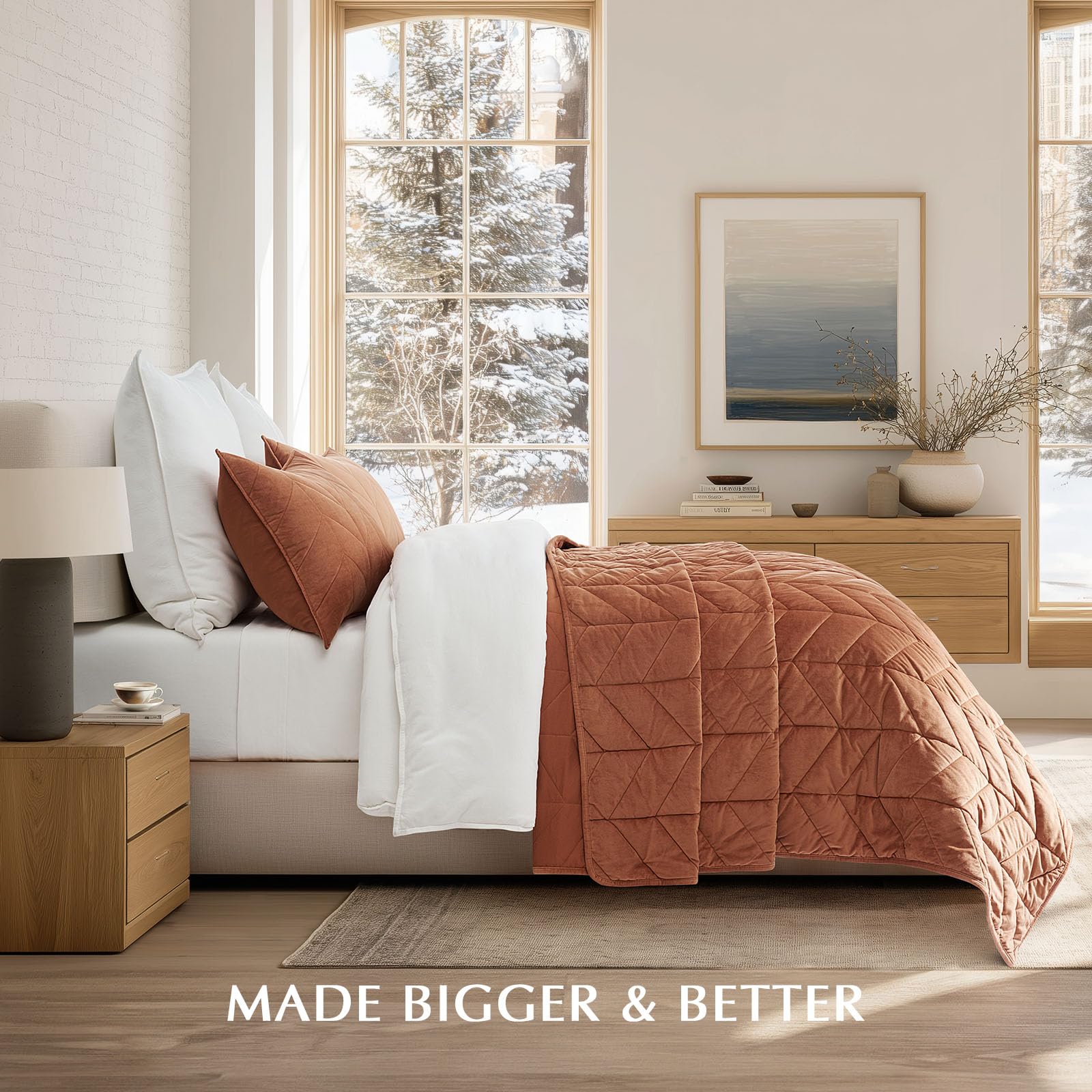 EVERGRACE Set di biancheria da letto in velluto, per letto queen size, lussuoso, morbido velluto, leggero, per tutte le stagioni, copriletto a righe con 2 federe, bianco brillante