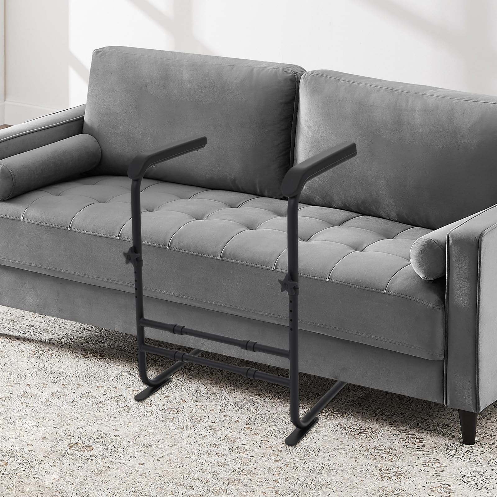 Asistente para levantarse de la silla del sofá para personas mayores, personas mayores, 61-73 cm de altura ajustable, 40,7 a 50,7 cm de ancho ajustable, pasamanos antideslizantes