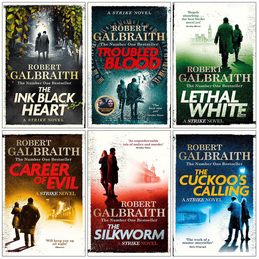 Cormoran Strike Series 1-6 Books Collection Set By Robert Galbraith (The Ink Black Heart, Troubled Blood, Lethal White, Career of Evil, The Silkworm, The Cuckoo's Calling)