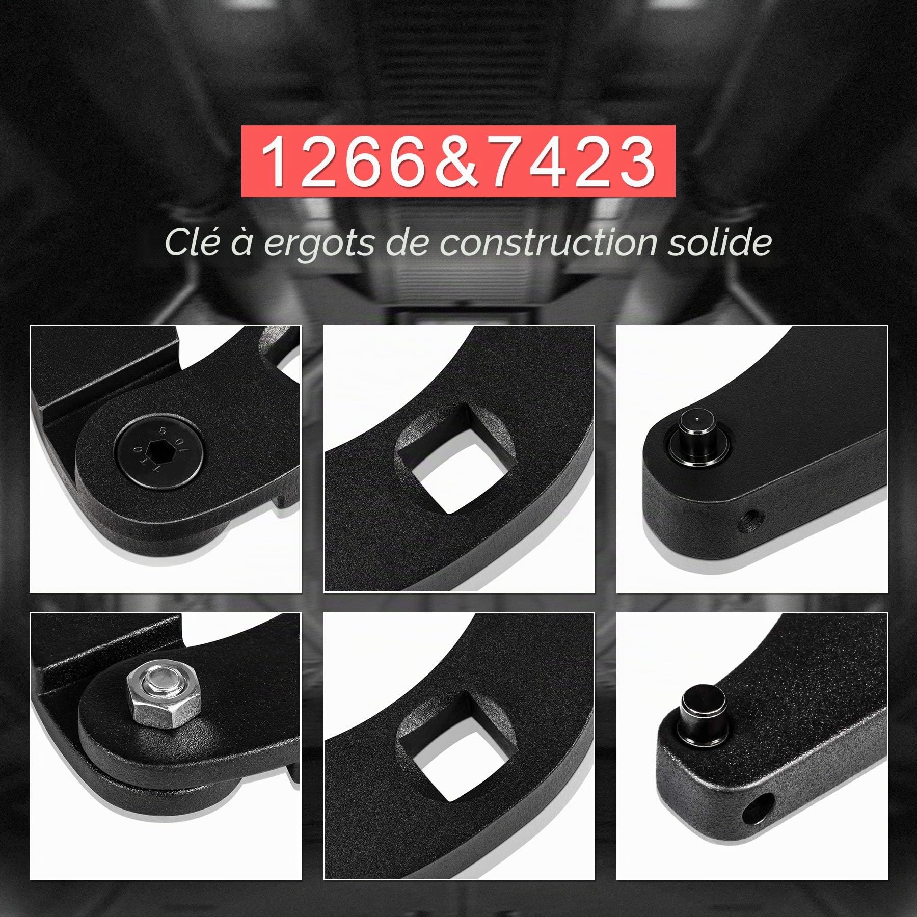 1266 & 7463 Lot de 2 clés à cliquet réglables pour cylindre hydraulique Grande et petite